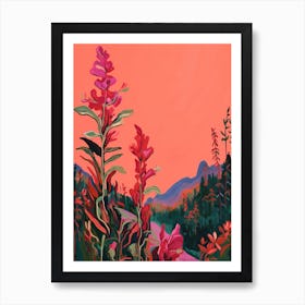 Boho Wildflower Painting Fireweed 1 Art Print