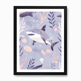 Purple Isistius Genus Shark Illustration 2 Art Print