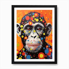 Retro Dots Monkey Art Print