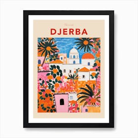 Djerba Tunisia Fauvist Travel Poster Art Print