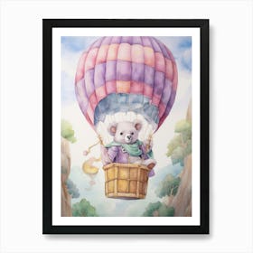Baby Koala 2 In A Hot Air Balloon Art Print