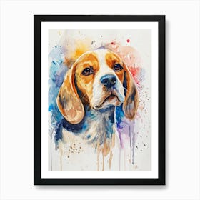 Beagle Watercolor Painting 1 Art Print