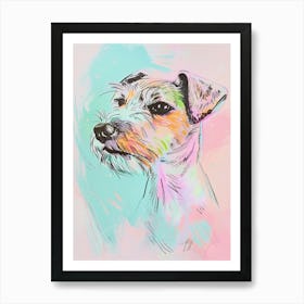 Pastel Wolfhound Rat Terrier Dog Pastel Line Illustration 2 Art Print