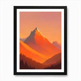 Misty Mountains Vertical Composition In Orange Tone 119 Art Print