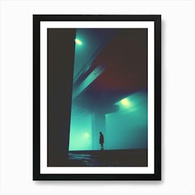 Under the Industrial Area Bridge At Night Art Print