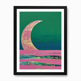 Moon And Waves Art Print