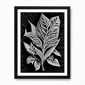 Olive Leaf Linocut 3 Art Print