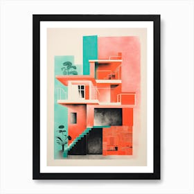 A House In Buenos Aires, Abstract Risograph Style 2 Art Print