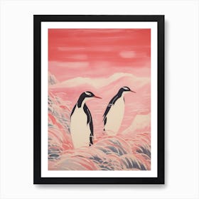 Vintage Japanese Inspired Bird Print Penguin 4 Art Print