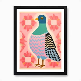 Pink Scandi Pigeon 3 Art Print