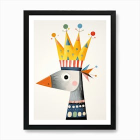 Little Crane Wearing A Crown Art Print