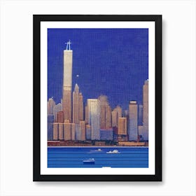 Jersey City, City Us  Pointillism Art Print