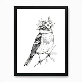 Bird In A Flower Crown Art Print