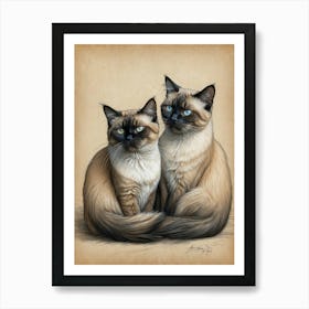 Siamese Cats Art Print