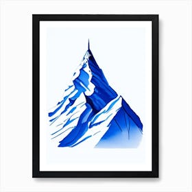 Mountain Peak 1 Symbol Blue And White Line Drawing Art Print