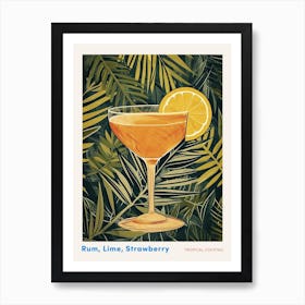 Art Deco Tropical Cocktail With Leaves Poster Art Print