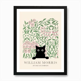 William Morris Peeakaboo Cat Michaelmas Daisy John Henry Dearle Art Print