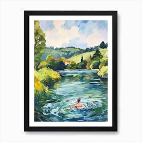 Wild Swimming At River Wye  Herefordshire 1 Art Print