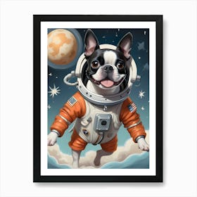 Boston Terrier Astronaut Art Print