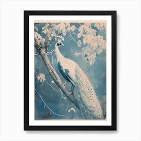 White Peacock In A Tree Vintage Photograph Inspired Art Print