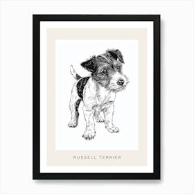 Russell Terrier Dog Line Sketch 4 Poster Art Print
