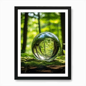 Crystal Clear Sphere Of Earth Suspended In A Lush Forest Setting Sunlight Filtering Through The Can (3) Art Print