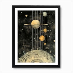 Solar System Etching  Art Print