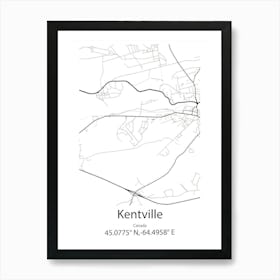 Kentville,Canada Minimalist Map Affiche