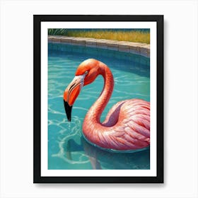 Flamingo In The Pool Art Print