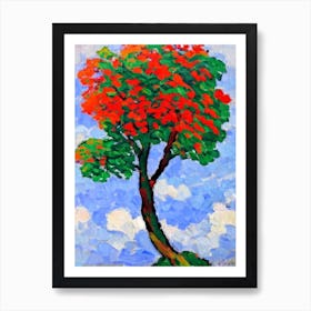 European Mountain Ash 2 tree Abstract Block Colour Art Print