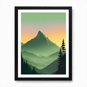 Misty Mountains Vertical Composition In Green Tone 21 Art Print