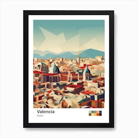 Valencia, Spain, Geometric Illustration 4 Poster Art Print