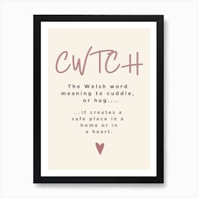 Welsh Art Print, definition of Cwtch  Affiche