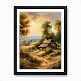 Barn At Sunset 1 Art Print