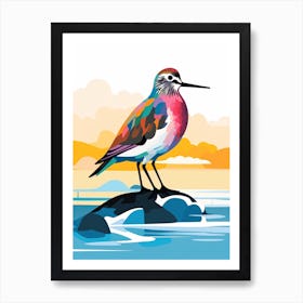 Colourful Geometric Bird Dunlin 1 Art Print