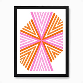 Pink And Orange Abstract Geometric Lines Pattern Art Print