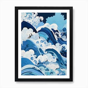 Bright Blue Great Wave Art Print