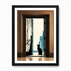 Cat At The Door Art Print