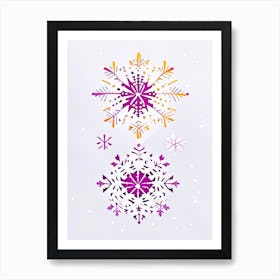 Snowflakes In The Snow,  Snowflakes Minimal Line Drawing 2 Art Print