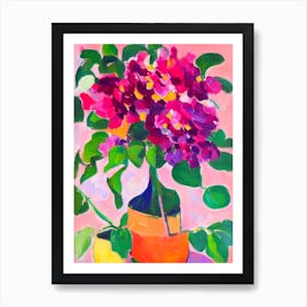 Fuchsia Floral Abstract Block Colour 2 Flower Art Print