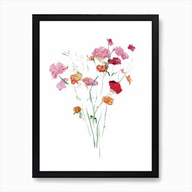 Bouquet Of Flowers Collage Roses Pink and Red Art Print