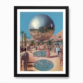 Giant Disco Ball Party In The Desert 1 Art Print