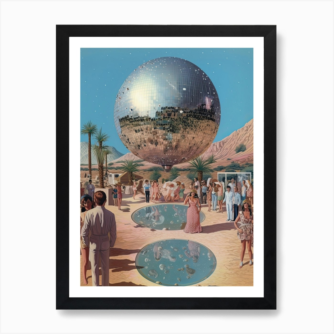 Garden Party Disco Ball Painting Print | Studio 54 | Party | Acrylic | Pop  Art | Neutral | Retro