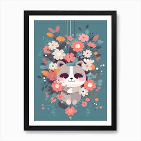 Cute Kawaii Flower Bouquet With A Hanging Possum 2 Art Print