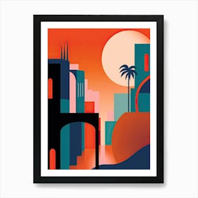 Waikiki Beach Hawaii, Usa, Bold Outlines 2 Art Print