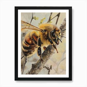 Honey Bee Pastel Watercolour 4 Art Print