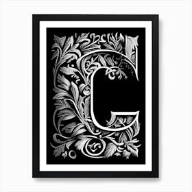 C, Letter, Alphabet Linocut 1 Art Print