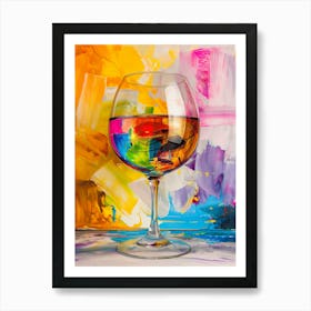 A Vibrant Colorful Giant Glass Of Wine Art Print