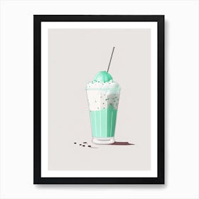 Mint Chocolate Chip Milkshake Dairy Food Minimal Line Drawing 1 Art Print