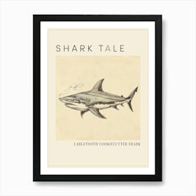 Largetooth Cookiecutter Shark Vintage Illustration 1 Poster Art Print